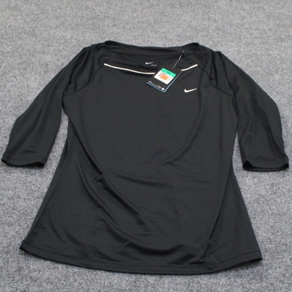 Nike Tops - Nike Dri Fit Womens Tennis Top Black 3/4 Sleeve Athletic Shirt XL New With Tags
